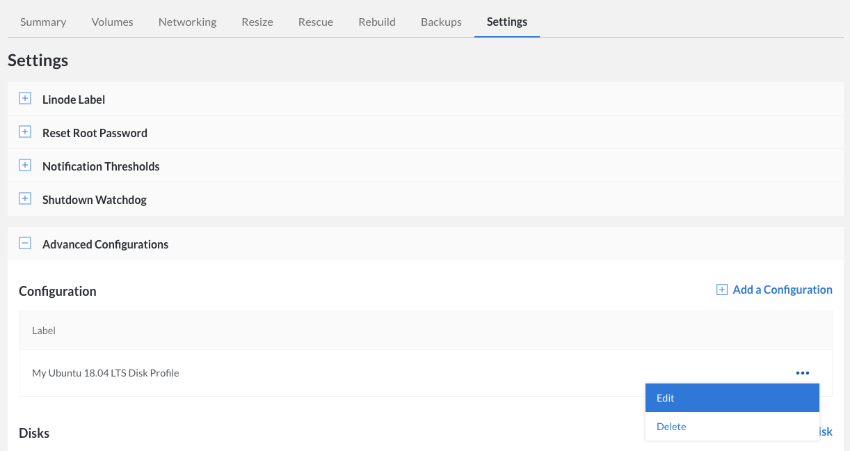 Selecting the active configuration profile